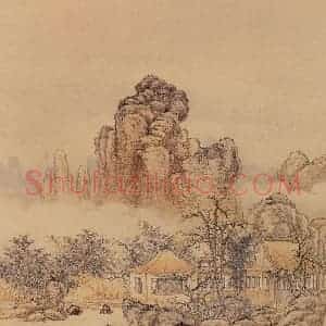 清代 陈枚《山水楼阁图》国画山水工笔作品图片赏析
