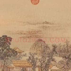 清代 陈枚《山水楼阁图》国画山水工笔作品图片赏析