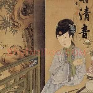 清代《胤禛妃行乐图》国画人物工笔作品图片赏析
