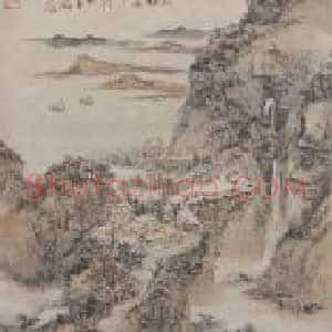 髡残层岩叠壑图轴
