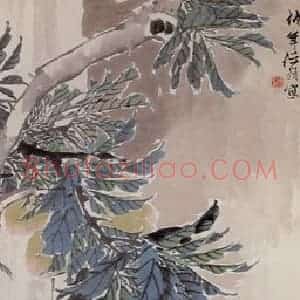 清代 任颐《桃猴图》国画花鸟作品图片赏析