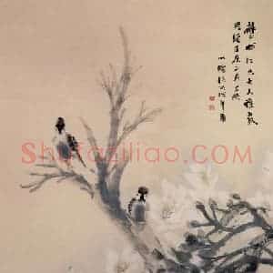 清代 任颐《玉堂春晓图》国画花鸟作品图片赏析