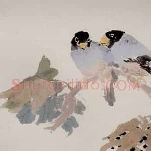 清代 任颐《花鸟人物图册》国画花鸟，人物作品图片赏析