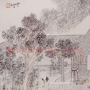 清代 任熊《姚大梅诗意图册》国画综合作品图片赏析