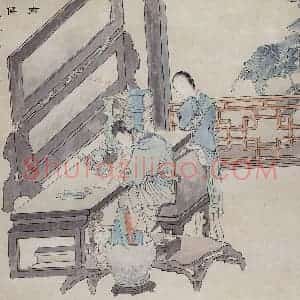 清代 任薰《西厢记图册》国画人物作品图片赏析