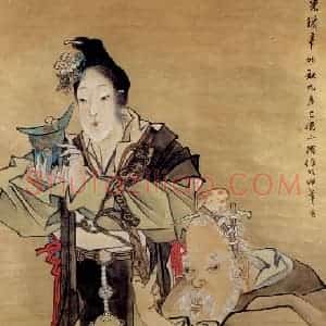清代 任颐《麻姑寿星图》国画人物作品图片赏析