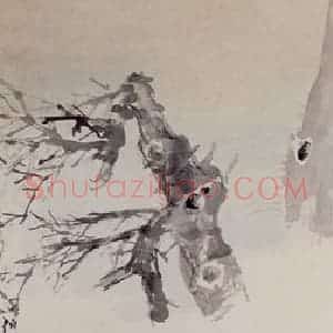 清代 任颐《梅边携鹤图》国画人物作品图片赏析