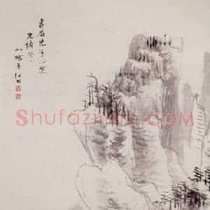 清代 任颐《墨笔山水图》国画山水作品图片赏析