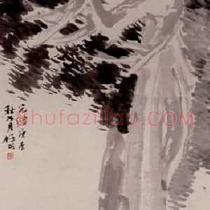 清代 任颐《桃柏双燕图》国画花鸟作品图片赏析