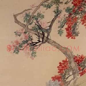 清代 任颐《杜鹃双雀图》国画花鸟作品图片赏析
