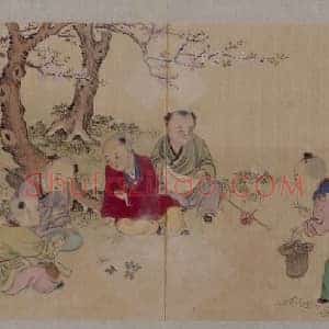 婴戏图册之斗草图