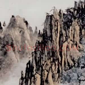 1969年 刘海粟《黄山西海门图卷》国画山水作品图片赏析