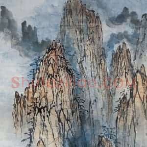 1982年 刘海粟《可以横绝西海巅》国画山水作品图片赏析