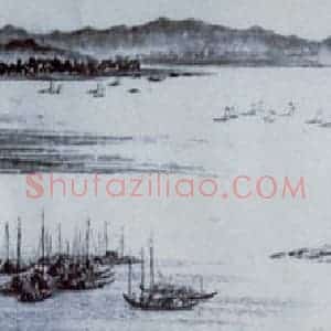 1955年 刘海粟《富春江渔乐图卷》国画山水作品图片赏析