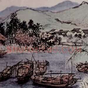 1955年 刘海粟《洞庭渔村图卷》国画山水作品图片赏析
