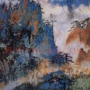 1980年 刘海粟《锦绣河山》国画山水作品图片赏析