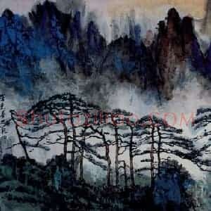 1982年 刘海粟《曙光普照干坤》国画山水作品图片赏析