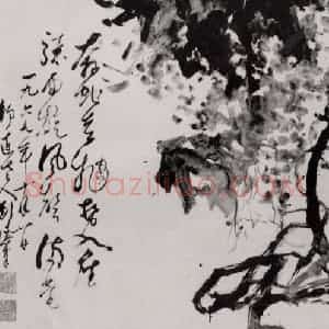1969年 刘海粟《骤雨旋风声满堂》国画花鸟作品图片赏析