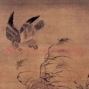 明代 吕纪《残荷鹰鹭图》国画花鸟作品图片赏析