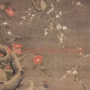 明代 吕纪《雪梅锦鸡图》国画花鸟作品图片赏析