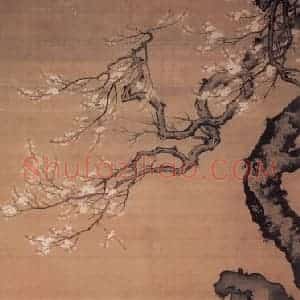 明代 吕纪《梅石狮头鹅图》国画花鸟作品图片赏析