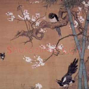 明代 吕纪《梅花四喜图》国画花鸟作品图片赏析
