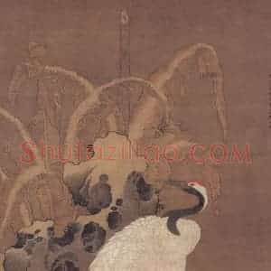 明代 吕纪《蕉岩鹤立》国画花鸟作品图片赏析