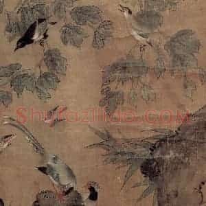 明代 吕纪《花鸟屏》国画花鸟作品图片赏析