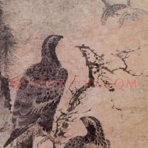 明代 林良《双鹰图》国画花鸟作品图片赏析