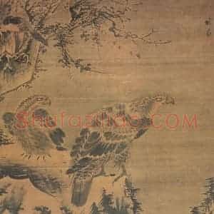 明代 林良《双鹰图》国画花鸟作品图片赏析