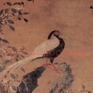 明代 林良《山茶白鹇图》国画花鸟作品图片赏析