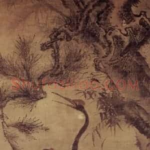 明代 林良《松鹤图》国画花鸟作品图片赏析