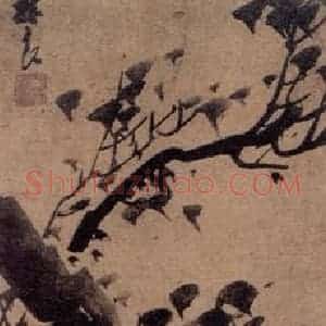明代 林良《双鸟嘉树图》国画花鸟作品图片赏析