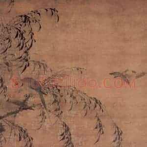 明代 林良《柳塘翠羽图》国画花鸟作品图片赏析
