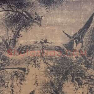 明代 林良《喜鹊古松图》国画花鸟作品图片赏析