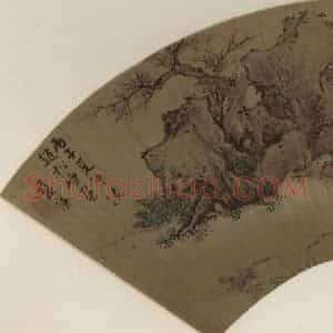 明代 蓝瑛《纨扇仕女》国画综合作品图片赏析