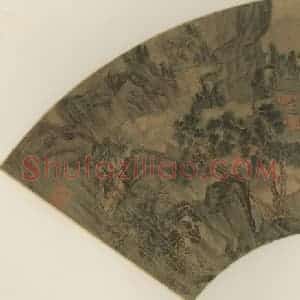 明代 唐寅《水阁松云》国画山水作品图片赏析