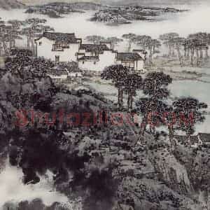 1984年 宋文治《新四军军部》国画山水写意作品图片赏析