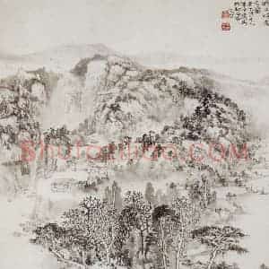 1990年 宋文治《皖山晓意》国画山水写意作品图片赏析