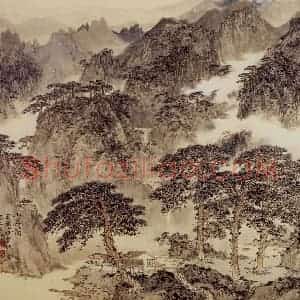 90年代 宋文治《山居图》国画山水写意作品图片赏析