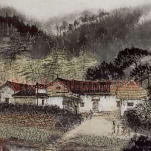 1960年 宋文治《韶山毛主席故居》国画山水写意作品图片赏析