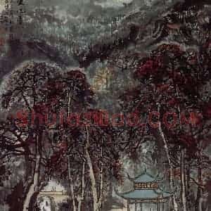 1977年 宋文治《爱晚亭》国画山水写意作品图片赏析