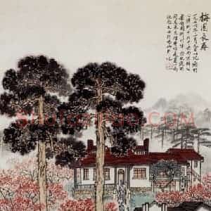 1979年 宋文治《梅园长春》国画山水写意作品图片赏析