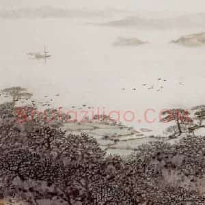 1980年 宋文治《江南三月》国画山水写意作品图片赏析
