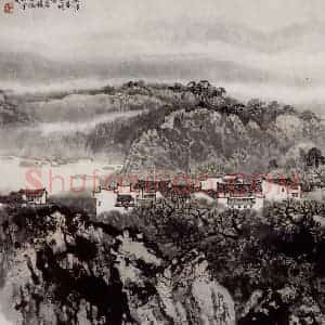 1980年 宋文治《皖南山居》国画山水写意作品图片赏析