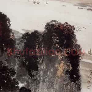 1980年 宋文治《周恩来诗意》国画山水写意作品图片赏析