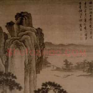 明代 唐寅《杏花山馆图》国画山水作品图片赏析