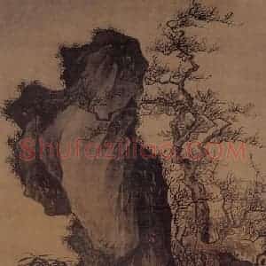 明代 唐寅《灌木丛筱图》国画花鸟作品图片赏析