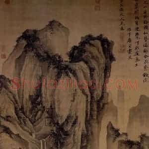 明代 唐寅《山路松风图》国画山水作品图片赏析