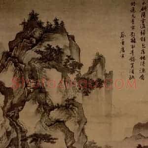 明代 唐寅《渡头帘影图》国画山水作品图片赏析